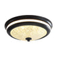 Retro Style Cover Lid Ceiling Lamp Lattice Glass LED Flush Mount Fixture in Black/Gold, 16"/19.5" W Clearhalo 'Ceiling Lights' 'Close To Ceiling Lights' 'Close to ceiling' 'Flush mount' Lighting' 1450799