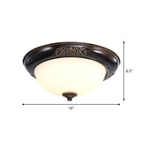 LED Dome Shape Flush Mount Light Countryside Black Opal Glass Ceiling Fixture, 12"/16"/20" Wide - Clearhalo - 'Ceiling Lights' - 'Close To Ceiling Lights' - 'Close to ceiling' - 'Flush mount' - Lighting' - 1450812