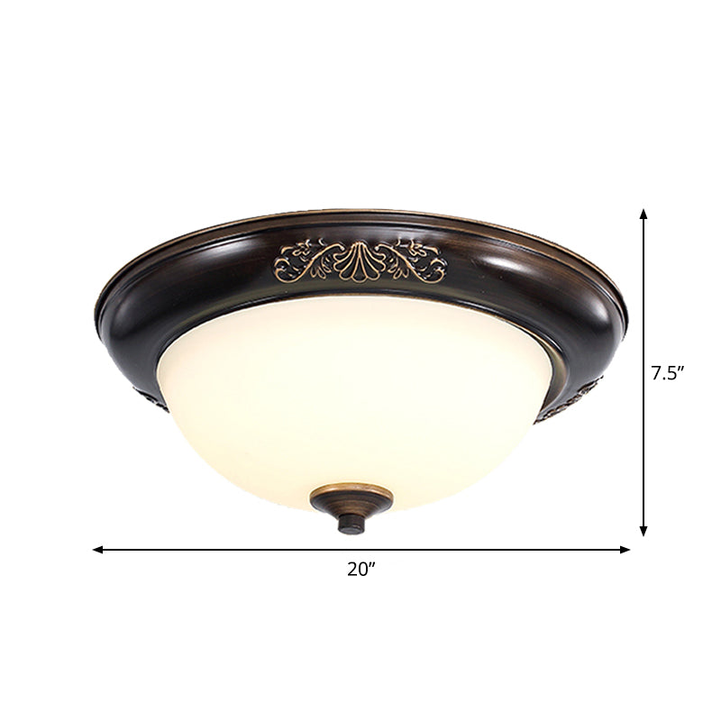 LED Dome Shape Flush Mount Light Countryside Black Opal Glass Ceiling Fixture, 12"/16"/20" Wide - Clearhalo - 'Ceiling Lights' - 'Close To Ceiling Lights' - 'Close to ceiling' - 'Flush mount' - Lighting' - 1450813