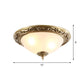 Opaline Glass Brass Flush Light Semicircle 12"/16"/19.5" Wide 2/3 Heads Traditional Ceiling Lighting for Bedroom Clearhalo 'Ceiling Lights' 'Close To Ceiling Lights' 'Close to ceiling' 'Flush mount' Lighting' 1450865