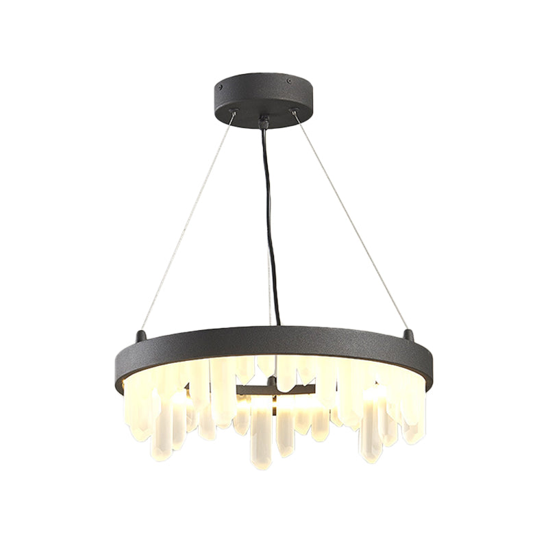 Hoop Living Room Pendant Light Minimalistic Crystal 6 Lights Black Chandelier Lamp Clearhalo 'Ceiling Lights' 'Chandeliers' 'Modern Chandeliers' 'Modern' Lighting' 1450932