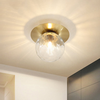 Mini LED Flush Light Simplicity Foyer Ceiling Flush Mount with Ball Clear Glass Shade in Gold Gold Clearhalo 'Ceiling Lights' 'Close To Ceiling Lights' 'Close to ceiling' 'Flush mount' Lighting' 1450954