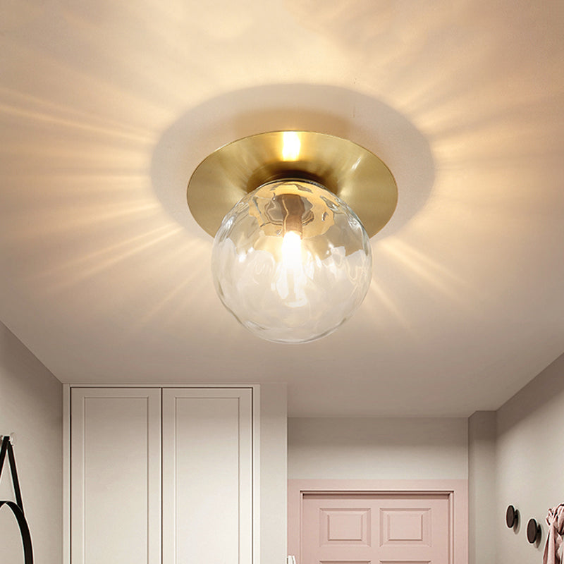 Mini LED Flush Light Simplicity Foyer Ceiling Flush Mount with Ball Clear Glass Shade in Gold - Clearhalo - 'Ceiling Lights' - 'Close To Ceiling Lights' - 'Close to ceiling' - 'Flush mount' - Lighting' - 1450955