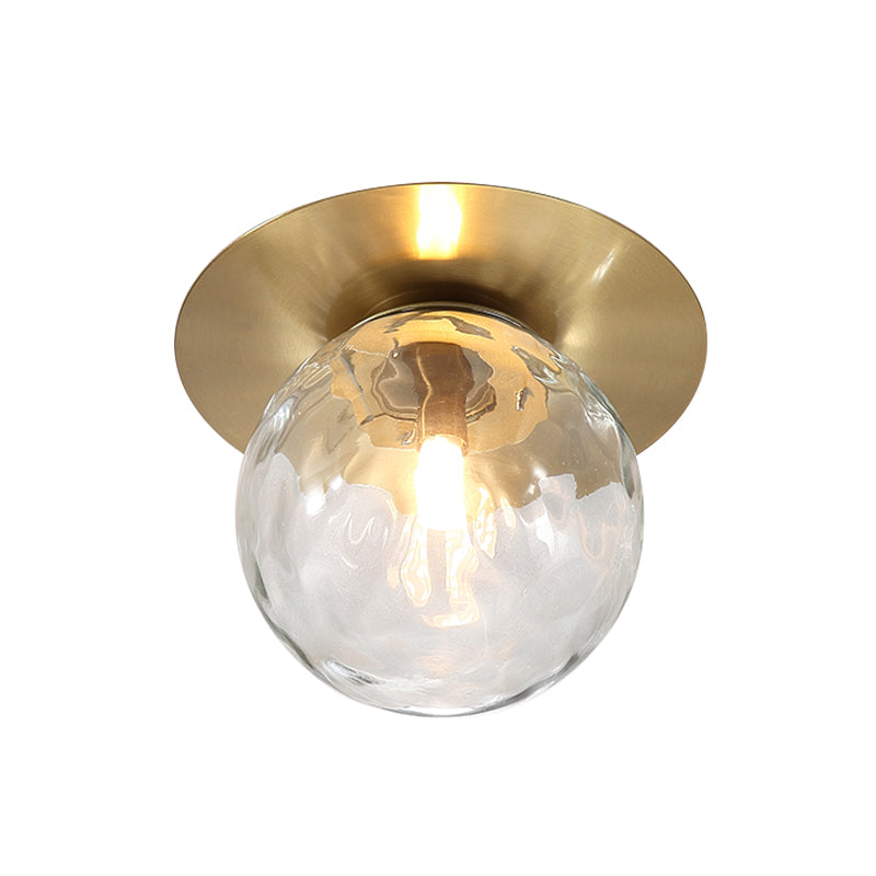 Mini LED Flush Light Simplicity Foyer Ceiling Flush Mount with Ball Clear Glass Shade in Gold - Clearhalo - 'Ceiling Lights' - 'Close To Ceiling Lights' - 'Close to ceiling' - 'Flush mount' - Lighting' - 1450957
