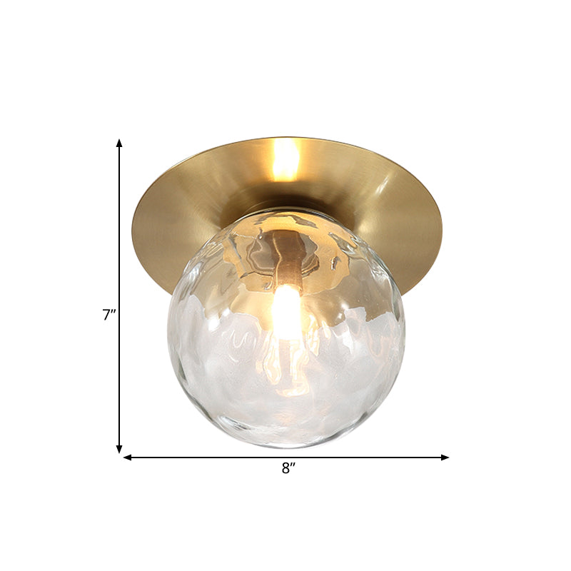 Mini LED Flush Light Simplicity Foyer Ceiling Flush Mount with Ball Clear Glass Shade in Gold - Clearhalo - 'Ceiling Lights' - 'Close To Ceiling Lights' - 'Close to ceiling' - 'Flush mount' - Lighting' - 1450958