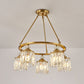 Postmodern Circle Hanging Chandelier 5 Bulbs Cut Crystal Cylinder Ceiling Pendant Light in Gold Clearhalo 'Ceiling Lights' 'Chandeliers' Lighting' options 1450982