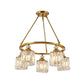 Postmodern Circle Hanging Chandelier 5 Bulbs Cut Crystal Cylinder Ceiling Pendant Light in Gold Clearhalo 'Ceiling Lights' 'Chandeliers' Lighting' options 1450983