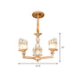 Gold Half-Shade Chandelier Modern Crystal Rod 3/6 Lights Living Room Hanging Pendant Clearhalo 'Ceiling Lights' 'Chandeliers' Lighting' options 1450988