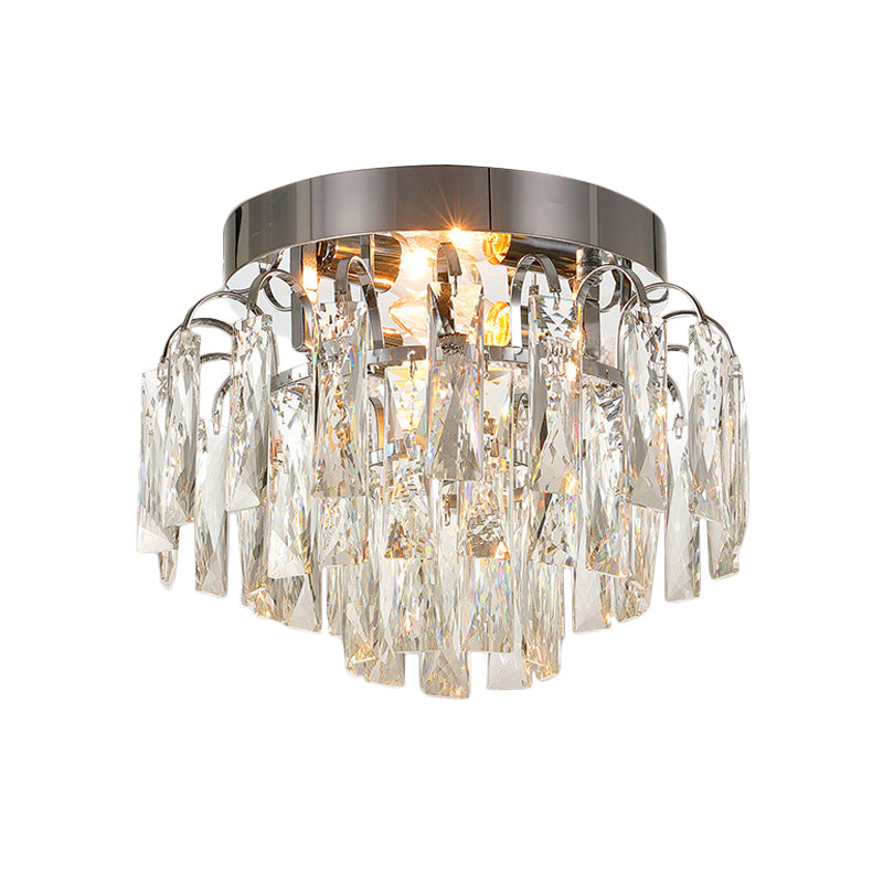 Layered Crystal Rectangles Flushmount Modern Style 2-Bulb Corridor Ceiling Lighting in Nickel/Gold - Clearhalo - 'Ceiling Lights' - 'Close To Ceiling Lights' - 'Close to ceiling' - 'Flush mount' - Lighting' - 1451017