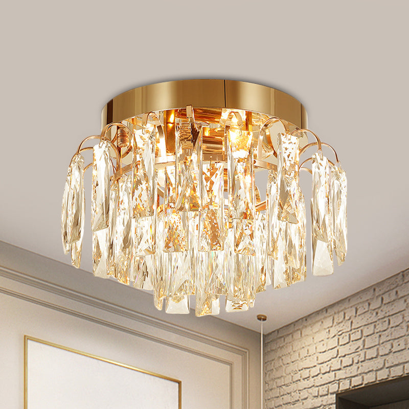Layered Crystal Rectangles Flushmount Modern Style 2-Bulb Corridor Ceiling Lighting in Nickel/Gold - Gold - Clearhalo - 'Ceiling Lights' - 'Close To Ceiling Lights' - 'Close to ceiling' - 'Flush mount' - Lighting' - 1451020
