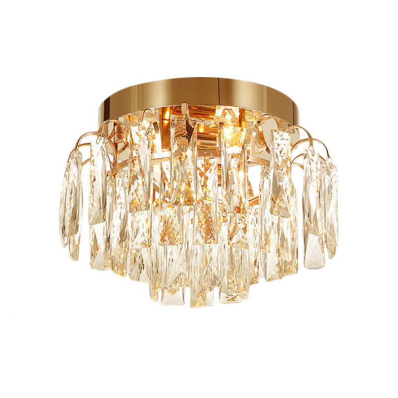 Layered Crystal Rectangles Flushmount Modern Style 2-Bulb Corridor Ceiling Lighting in Nickel/Gold - Clearhalo - 'Ceiling Lights' - 'Close To Ceiling Lights' - 'Close to ceiling' - 'Flush mount' - Lighting' - 1451022