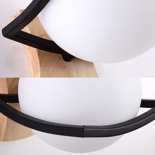 Contemporary Globe Shade Sconce Light 1 Head Milk Glass Wall Lamp in White for Bedside Clearhalo 'Modern wall lights' 'Modern' 'Wall Lamps & Sconces' 'Wall Lights' Lighting' 145103