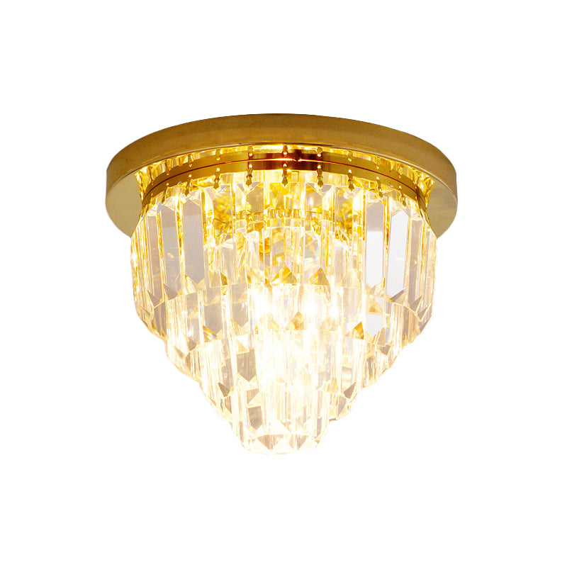 1/3/4-Bulb Flush Mount Lamp Modern Dome/Cone/Tapered Shape Clear Crystal Ceiling Light for Corridor Clearhalo 'Ceiling Lights' 'Close To Ceiling Lights' 'Close to ceiling' 'Flush mount' Lighting' 1451097