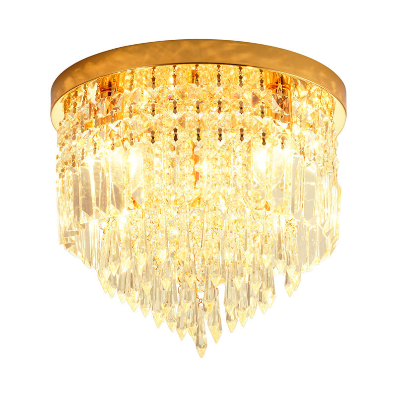 1/3/4-Bulb Flush Mount Lamp Modern Dome/Cone/Tapered Shape Clear Crystal Ceiling Light for Corridor Clearhalo 'Ceiling Lights' 'Close To Ceiling Lights' 'Close to ceiling' 'Flush mount' Lighting' 1451101