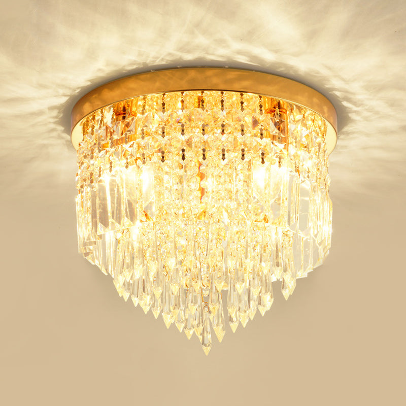 1/3/4-Bulb Flush Mount Lamp Modern Dome/Cone/Tapered Shape Clear Crystal Ceiling Light for Corridor Clearhalo 'Ceiling Lights' 'Close To Ceiling Lights' 'Close to ceiling' 'Flush mount' Lighting' 1451102
