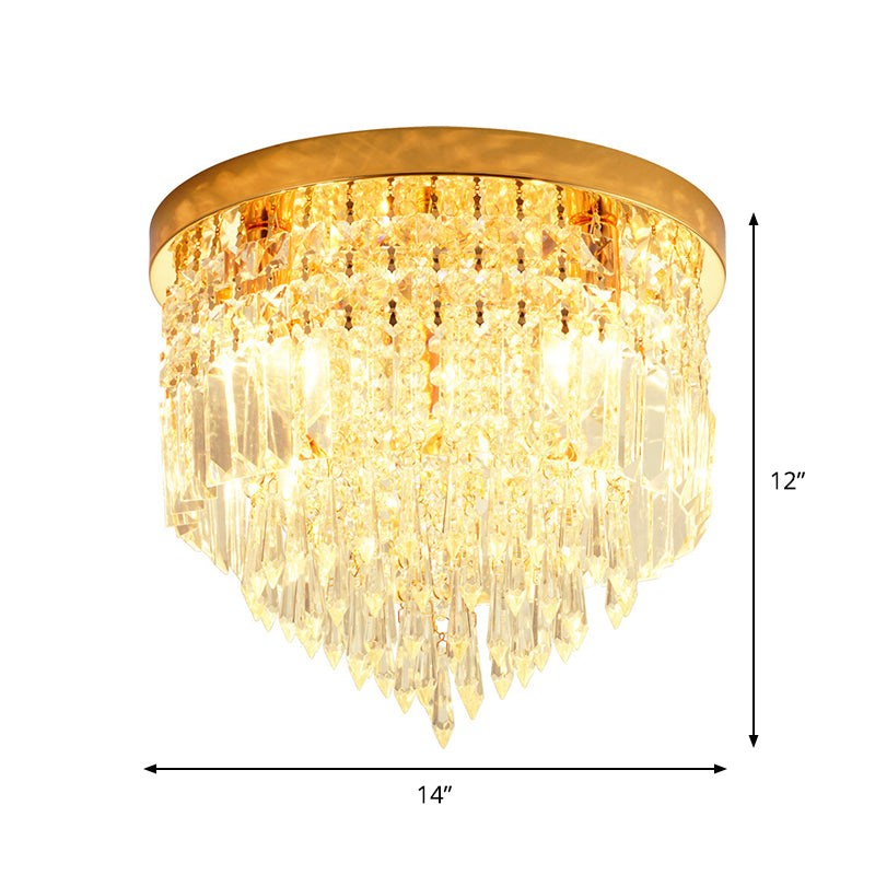 1/3/4-Bulb Flush Mount Lamp Modern Dome/Cone/Tapered Shape Clear Crystal Ceiling Light for Corridor Clearhalo 'Ceiling Lights' 'Close To Ceiling Lights' 'Close to ceiling' 'Flush mount' Lighting' 1451103