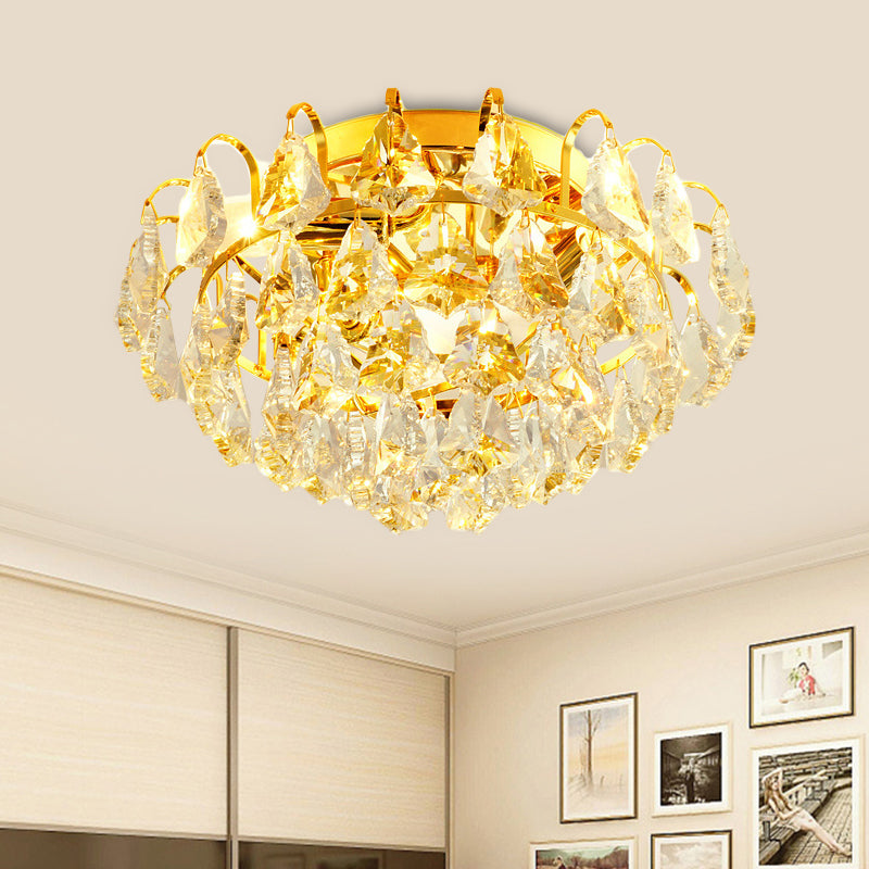 1/3/4-Bulb Flush Mount Lamp Modern Dome/Cone/Tapered Shape Clear Crystal Ceiling Light for Corridor Clear C Clearhalo 'Ceiling Lights' 'Close To Ceiling Lights' 'Close to ceiling' 'Flush mount' Lighting' 1451104