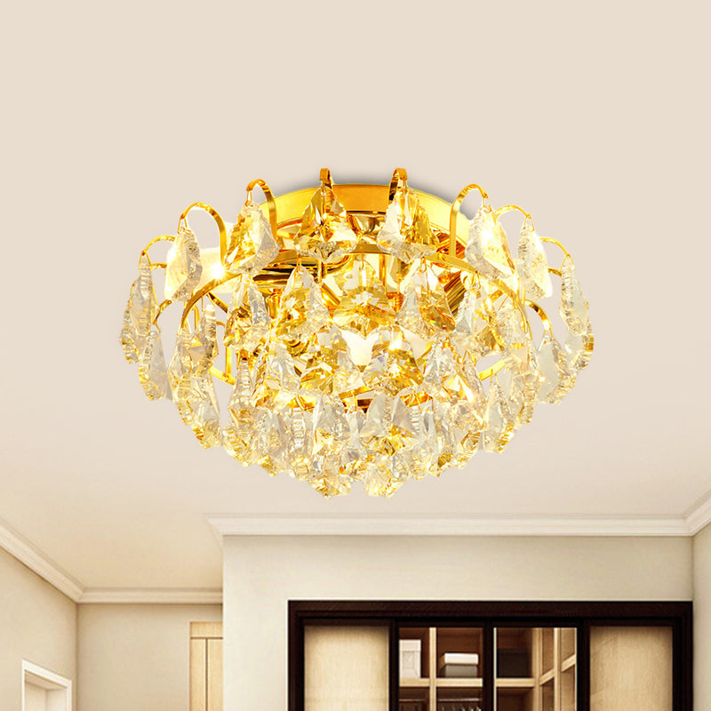 1/3/4-Bulb Flush Mount Lamp Modern Dome/Cone/Tapered Shape Clear Crystal Ceiling Light for Corridor Clearhalo 'Ceiling Lights' 'Close To Ceiling Lights' 'Close to ceiling' 'Flush mount' Lighting' 1451105