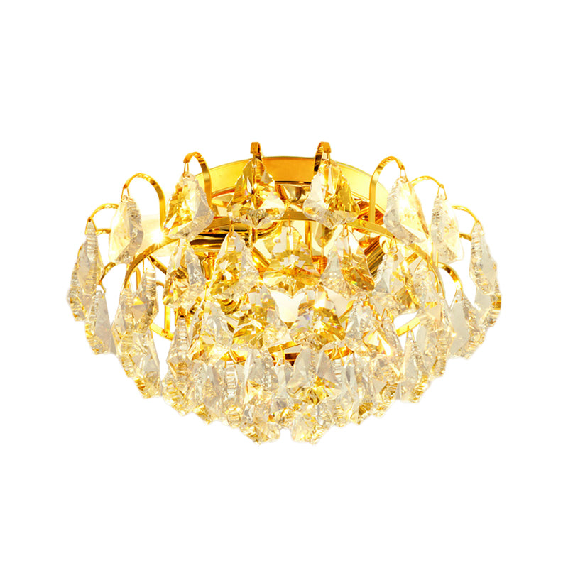 1/3/4-Bulb Flush Mount Lamp Modern Dome/Cone/Tapered Shape Clear Crystal Ceiling Light for Corridor Clearhalo 'Ceiling Lights' 'Close To Ceiling Lights' 'Close to ceiling' 'Flush mount' Lighting' 1451106