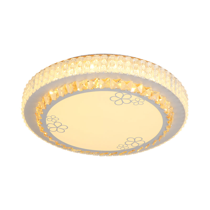 Round LED Flush Mount Ceiling Light Simple White Inlaid Crystal Flushmount in Warm/White Light for Bedroom Clearhalo 'Ceiling Lights' 'Close To Ceiling Lights' 'Close to ceiling' 'Flush mount' Lighting' 1451124