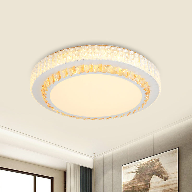 Round LED Flush Mount Ceiling Light Simple White Inlaid Crystal Flushmount in Warm/White Light for Bedroom White B Clearhalo 'Ceiling Lights' 'Close To Ceiling Lights' 'Close to ceiling' 'Flush mount' Lighting' 1451126