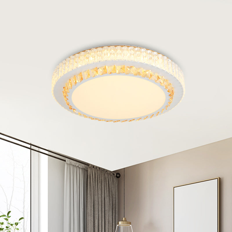 Round LED Flush Mount Ceiling Light Simple White Inlaid Crystal Flushmount in Warm/White Light for Bedroom Clearhalo 'Ceiling Lights' 'Close To Ceiling Lights' 'Close to ceiling' 'Flush mount' Lighting' 1451127