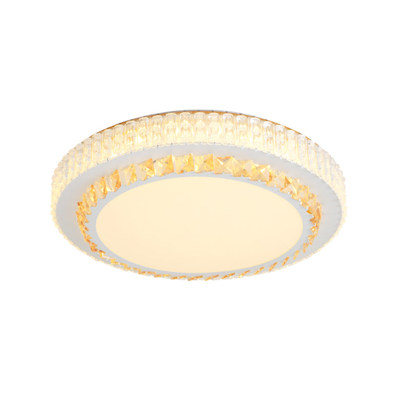 Round LED Flush Mount Ceiling Light Simple White Inlaid Crystal Flushmount in Warm/White Light for Bedroom Clearhalo 'Ceiling Lights' 'Close To Ceiling Lights' 'Close to ceiling' 'Flush mount' Lighting' 1451128
