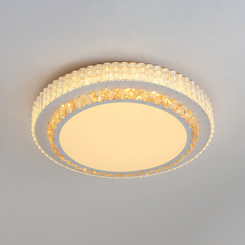 Round LED Flush Mount Ceiling Light Simple White Inlaid Crystal Flushmount in Warm/White Light for Bedroom Clearhalo 'Ceiling Lights' 'Close To Ceiling Lights' 'Close to ceiling' 'Flush mount' Lighting' 1451129