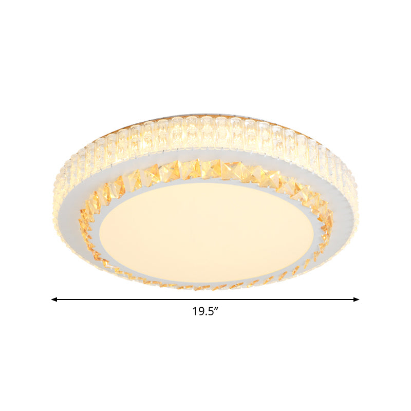 Round LED Flush Mount Ceiling Light Simple White Inlaid Crystal Flushmount in Warm/White Light for Bedroom Clearhalo 'Ceiling Lights' 'Close To Ceiling Lights' 'Close to ceiling' 'Flush mount' Lighting' 1451131