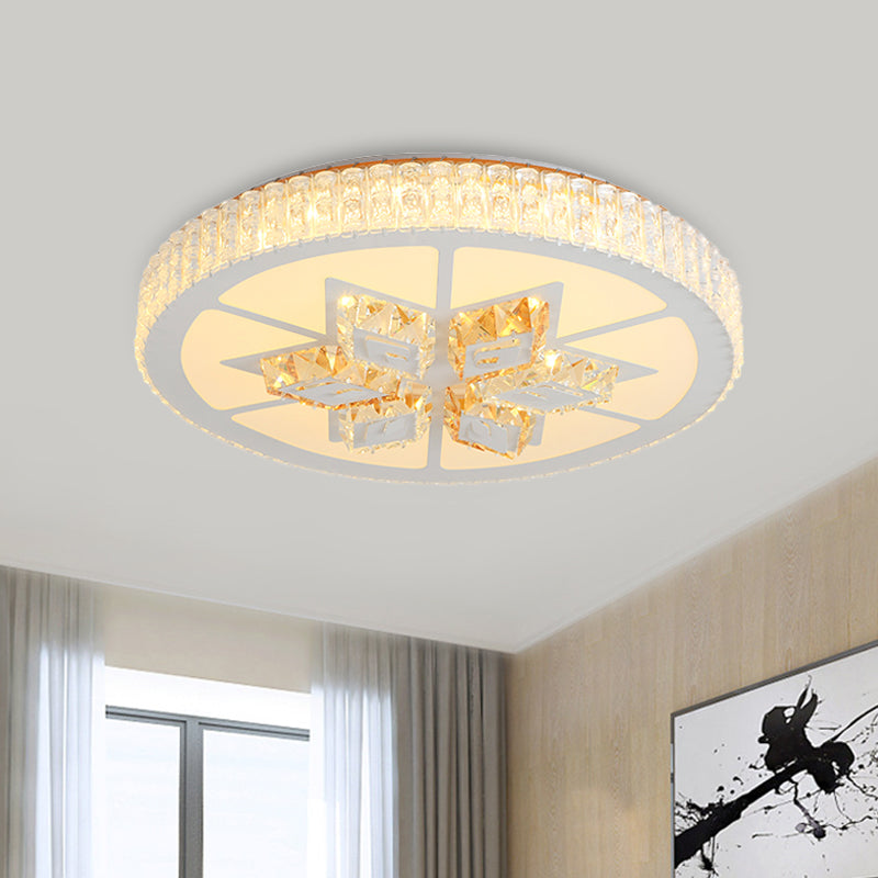 Round LED Flush Mount Ceiling Light Simple White Inlaid Crystal Flushmount in Warm/White Light for Bedroom White C Clearhalo 'Ceiling Lights' 'Close To Ceiling Lights' 'Close to ceiling' 'Flush mount' Lighting' 1451132
