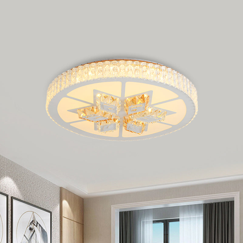 Round LED Flush Mount Ceiling Light Simple White Inlaid Crystal Flushmount in Warm/White Light for Bedroom Clearhalo 'Ceiling Lights' 'Close To Ceiling Lights' 'Close to ceiling' 'Flush mount' Lighting' 1451133