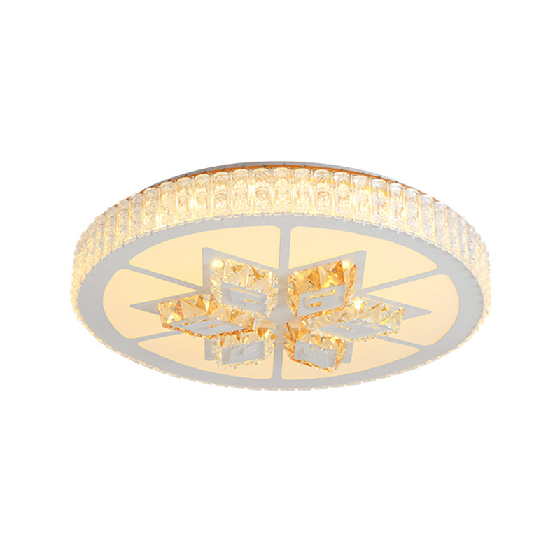 Round LED Flush Mount Ceiling Light Simple White Inlaid Crystal Flushmount in Warm/White Light for Bedroom Clearhalo 'Ceiling Lights' 'Close To Ceiling Lights' 'Close to ceiling' 'Flush mount' Lighting' 1451134