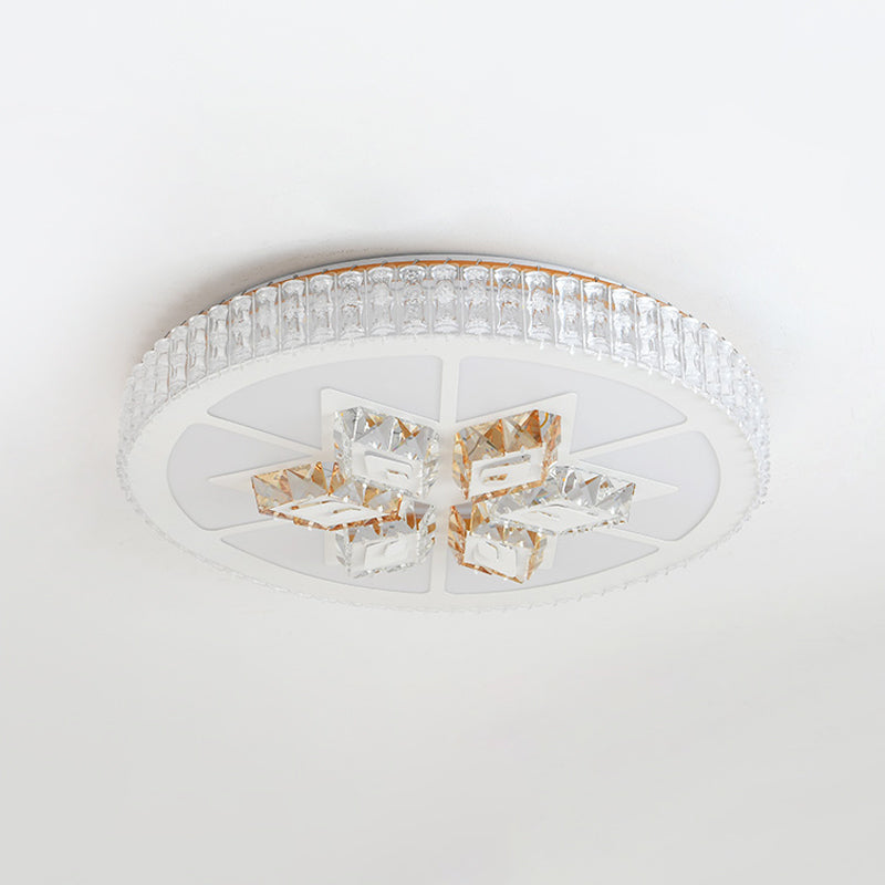 Round LED Flush Mount Ceiling Light Simple White Inlaid Crystal Flushmount in Warm/White Light for Bedroom Clearhalo 'Ceiling Lights' 'Close To Ceiling Lights' 'Close to ceiling' 'Flush mount' Lighting' 1451135