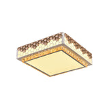 Square Box Bedroom Ceiling Lamp Modern Crystal LED White Flush Mount with Honeycomb Side Clearhalo 'Ceiling Lights' 'Close To Ceiling Lights' 'Close to ceiling' 'Flush mount' Lighting' 1451159