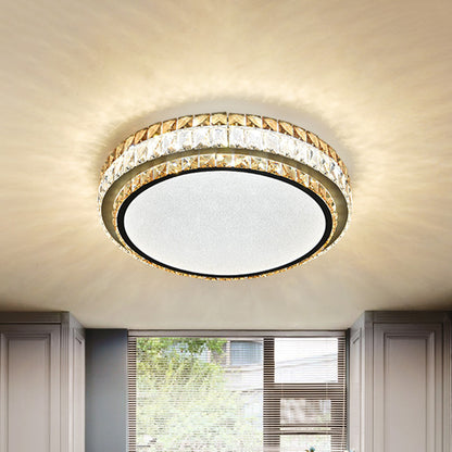 Beveled Cut Crystal White Flushmount Round Simplicity LED Flush Ceiling Light Fixture White Clearhalo 'Ceiling Lights' 'Close To Ceiling Lights' 'Close to ceiling' 'Flush mount' Lighting' 1451162