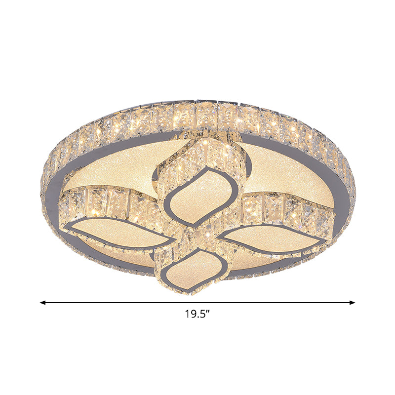 Modern Leaf Flush Ceiling Light Clear Cut Crystal LED Flushmount Lighting for Bedroom Clearhalo 'Ceiling Lights' 'Close To Ceiling Lights' 'Close to ceiling' 'Flush mount' Lighting' 1451200