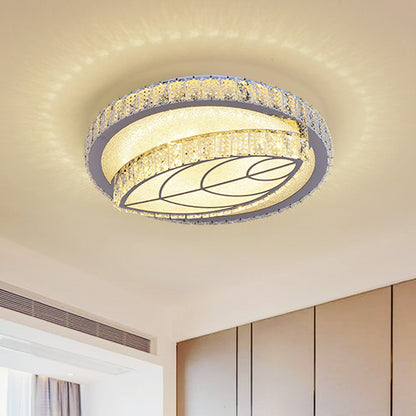 Modern Leaf Flush Ceiling Light Clear Cut Crystal LED Flushmount Lighting for Bedroom Clear B Clearhalo 'Ceiling Lights' 'Close To Ceiling Lights' 'Close to ceiling' 'Flush mount' Lighting' 1451201