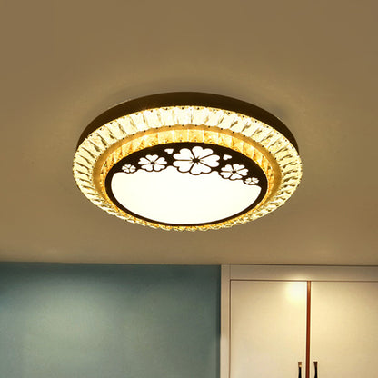 Modernist Round Ceiling Flush Mount Clear Cut Crystal LED Flush Light with Flower/Cube Pattern Clear A Clearhalo 'Ceiling Lights' 'Close To Ceiling Lights' 'Close to ceiling' 'Flush mount' Lighting' 1451282