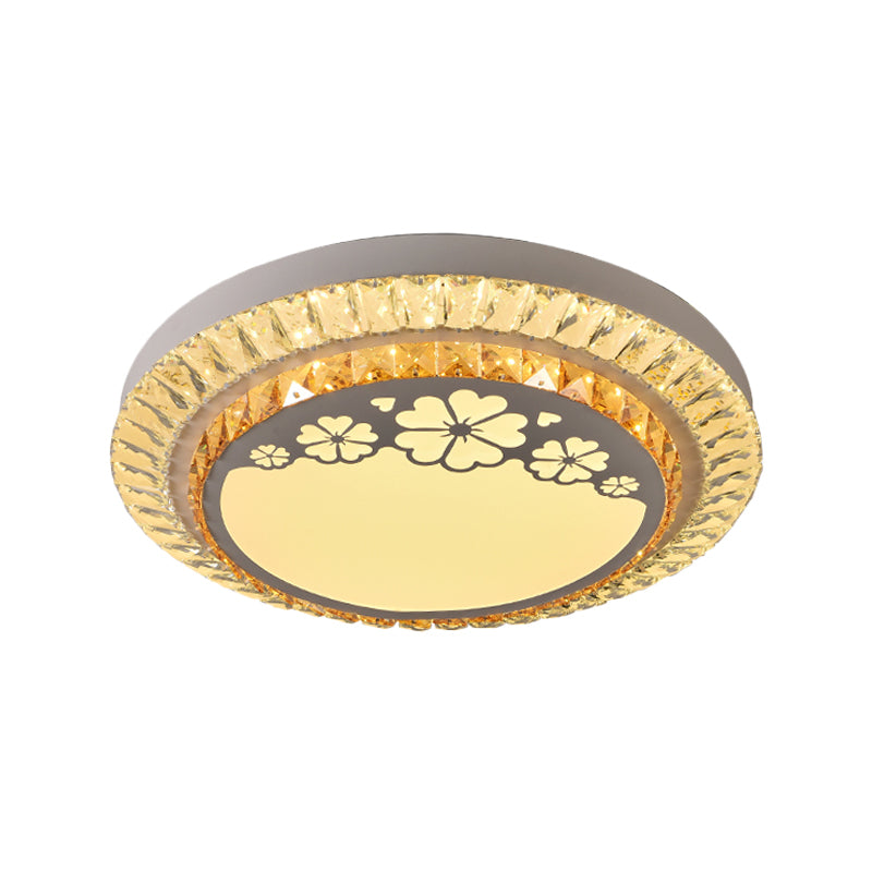 Modernist Round Ceiling Flush Mount Clear Cut Crystal LED Flush Light with Flower/Cube Pattern Clearhalo 'Ceiling Lights' 'Close To Ceiling Lights' 'Close to ceiling' 'Flush mount' Lighting' 1451283