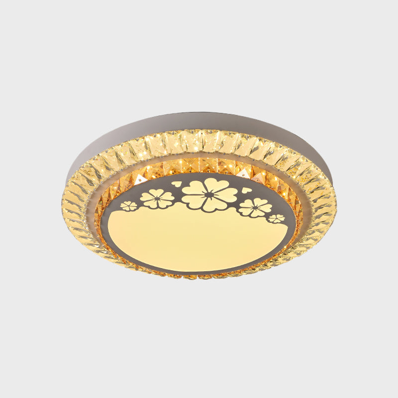 Modernist Round Ceiling Flush Mount Clear Cut Crystal LED Flush Light with Flower/Cube Pattern Clearhalo 'Ceiling Lights' 'Close To Ceiling Lights' 'Close to ceiling' 'Flush mount' Lighting' 1451284