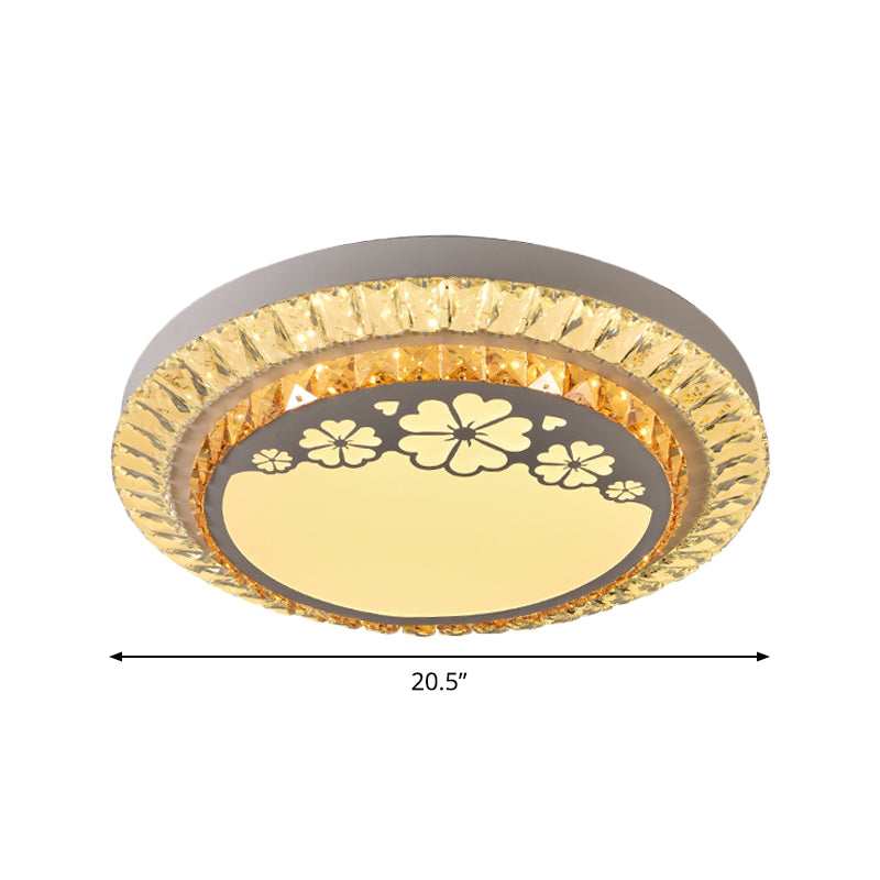 Modernist Round Ceiling Flush Mount Clear Cut Crystal LED Flush Light with Flower/Cube Pattern Clearhalo 'Ceiling Lights' 'Close To Ceiling Lights' 'Close to ceiling' 'Flush mount' Lighting' 1451285