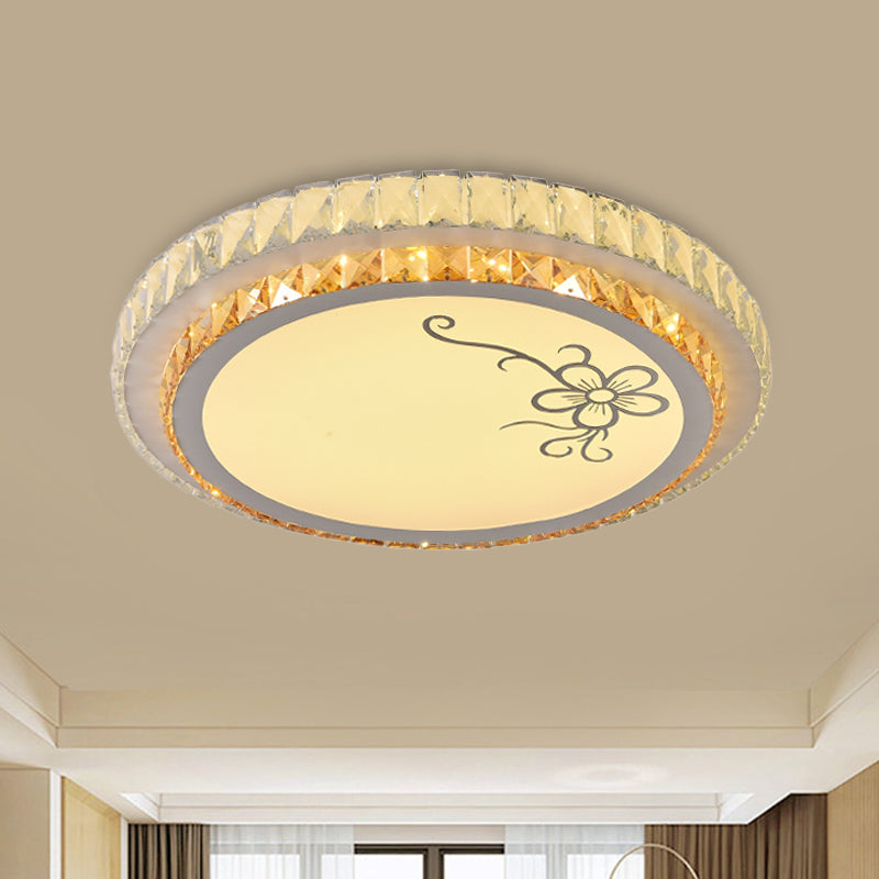 Modernist Round Ceiling Flush Mount Clear Cut Crystal LED Flush Light with Flower/Cube Pattern Clear B Clearhalo 'Ceiling Lights' 'Close To Ceiling Lights' 'Close to ceiling' 'Flush mount' Lighting' 1451286
