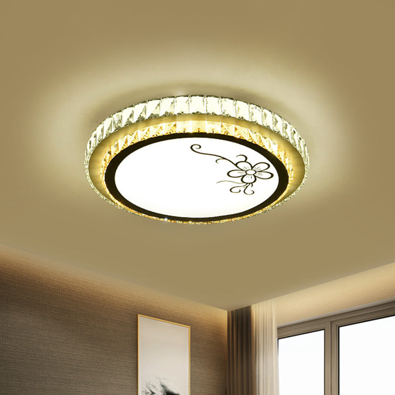 Modernist Round Ceiling Flush Mount Clear Cut Crystal LED Flush Light with Flower/Cube Pattern Clearhalo 'Ceiling Lights' 'Close To Ceiling Lights' 'Close to ceiling' 'Flush mount' Lighting' 1451287