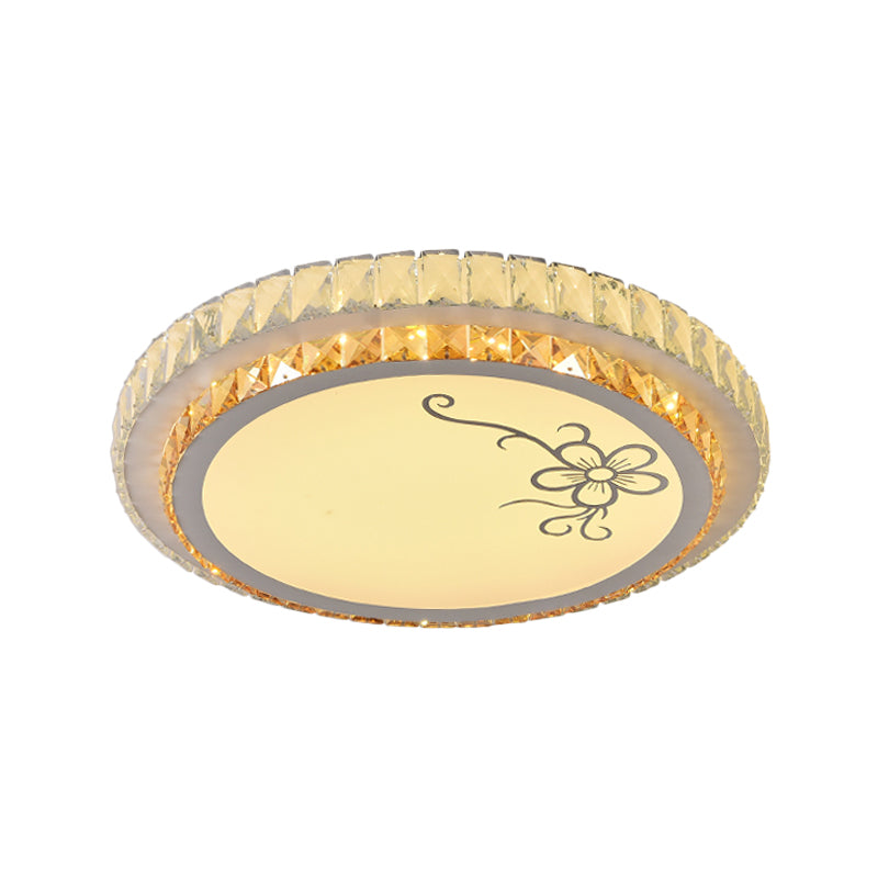 Modernist Round Ceiling Flush Mount Clear Cut Crystal LED Flush Light with Flower/Cube Pattern Clearhalo 'Ceiling Lights' 'Close To Ceiling Lights' 'Close to ceiling' 'Flush mount' Lighting' 1451288