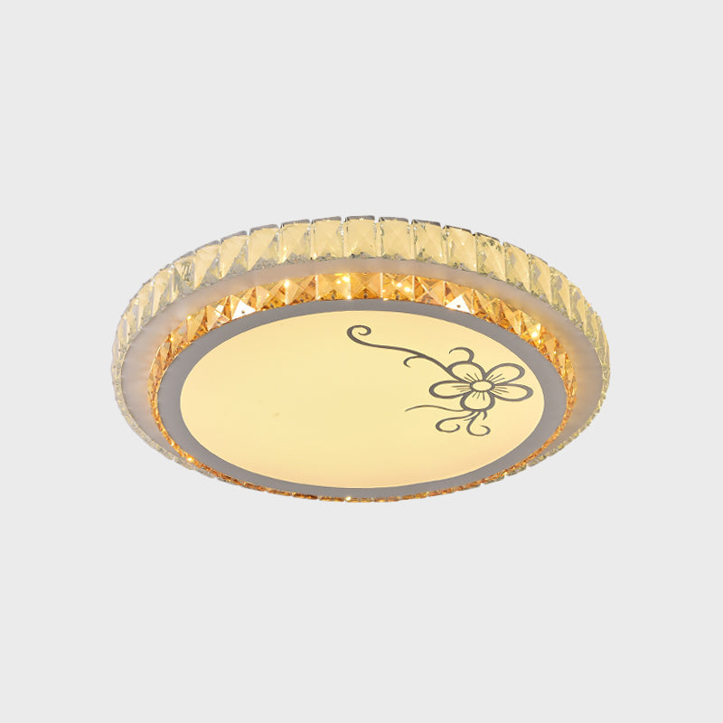 Modernist Round Ceiling Flush Mount Clear Cut Crystal LED Flush Light with Flower/Cube Pattern Clearhalo 'Ceiling Lights' 'Close To Ceiling Lights' 'Close to ceiling' 'Flush mount' Lighting' 1451289
