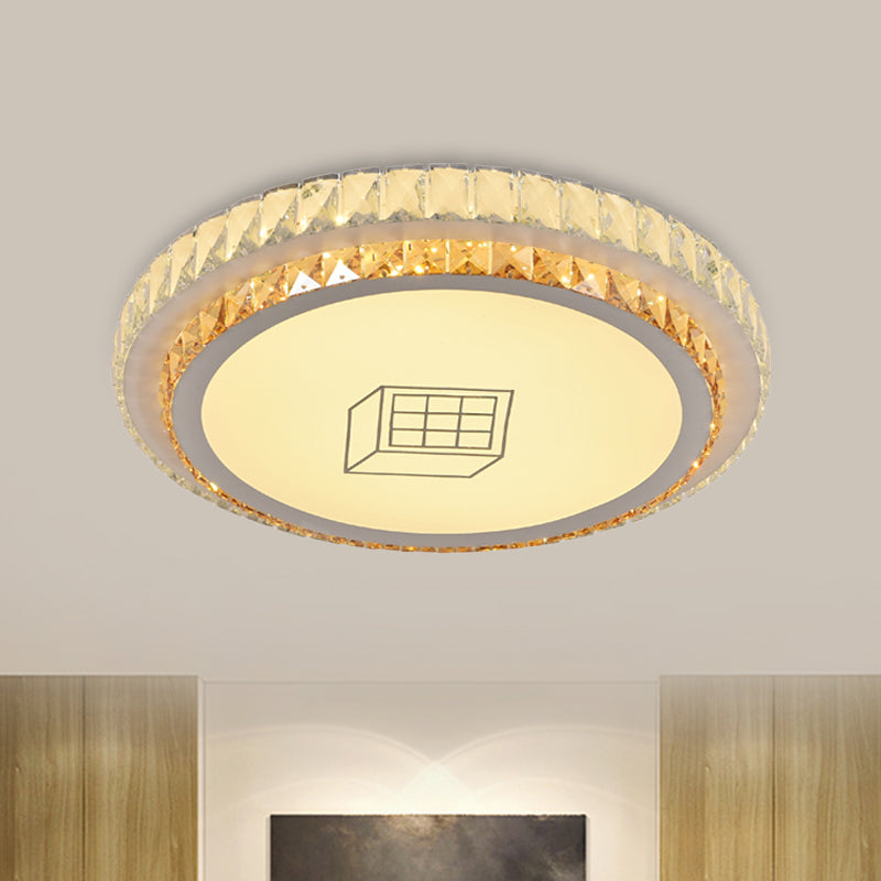 Modernist Round Ceiling Flush Mount Clear Cut Crystal LED Flush Light with Flower/Cube Pattern Clear C Clearhalo 'Ceiling Lights' 'Close To Ceiling Lights' 'Close to ceiling' 'Flush mount' Lighting' 1451291