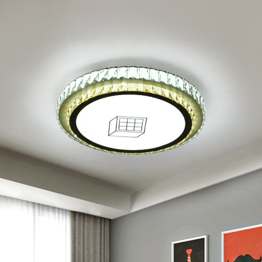 Modernist Round Ceiling Flush Mount Clear Cut Crystal LED Flush Light with Flower/Cube Pattern Clearhalo 'Ceiling Lights' 'Close To Ceiling Lights' 'Close to ceiling' 'Flush mount' Lighting' 1451292