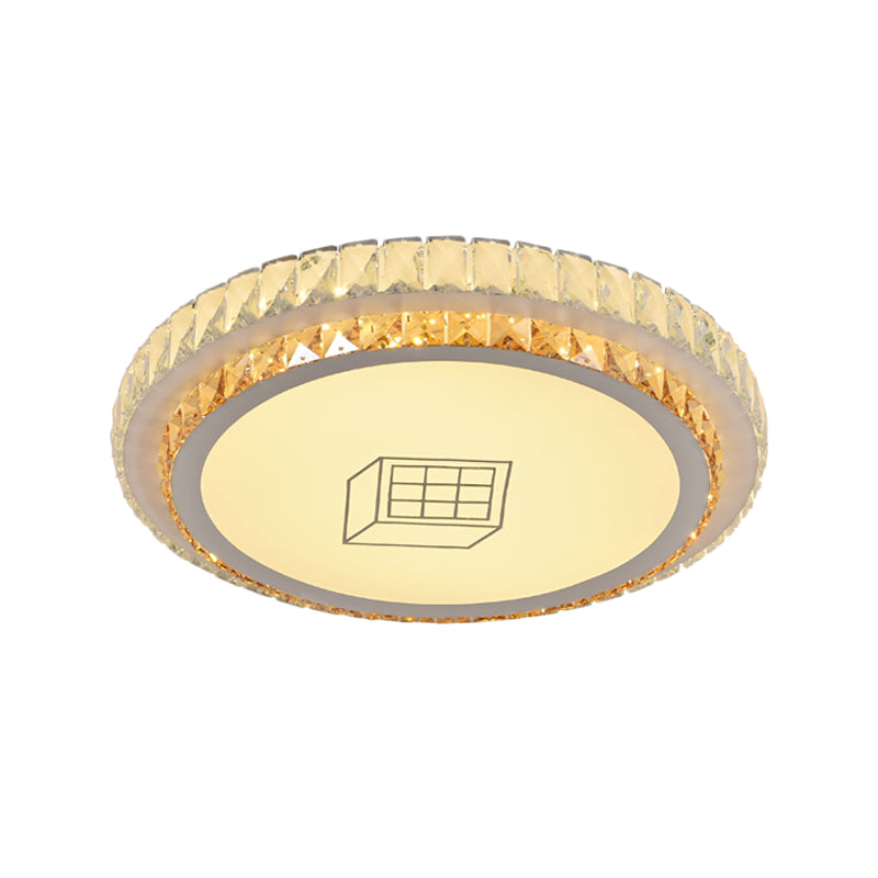 Modernist Round Ceiling Flush Mount Clear Cut Crystal LED Flush Light with Flower/Cube Pattern Clearhalo 'Ceiling Lights' 'Close To Ceiling Lights' 'Close to ceiling' 'Flush mount' Lighting' 1451293