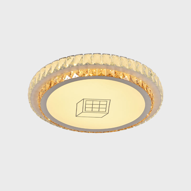 Modernist Round Ceiling Flush Mount Clear Cut Crystal LED Flush Light with Flower/Cube Pattern Clearhalo 'Ceiling Lights' 'Close To Ceiling Lights' 'Close to ceiling' 'Flush mount' Lighting' 1451294
