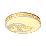 Moon Shaped Crystal Ceiling Flush Minimal Bedroom LED Flush Mount Light with Leaf/Loving Heart/Star Pattern in White Clearhalo 'Ceiling Lights' 'Close To Ceiling Lights' 'Close to ceiling' 'Flush mount' Lighting' 1451339